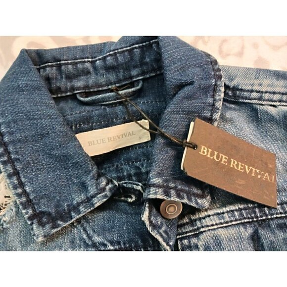 Blue Revival Crop White Laced Up Denim Jacket/NWT, Size Small - Picture 3 of 3